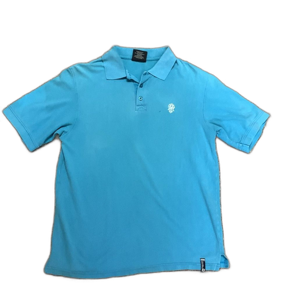 Southpole Y2K Men's Turquoise Blue Cotton Mesh Short Sleeve Polo Shirt Sz L